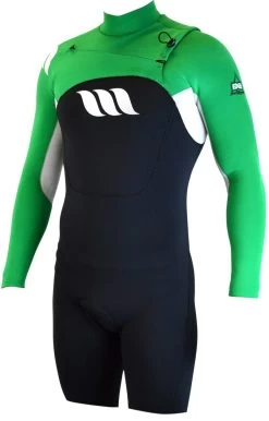 WEST - Combinaison Surf - Edge Spring Suit Manches Longues 2/2mm Front Zip - Black / Green