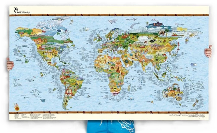 Awesome Maps - Poster Carte Du Monde - Surf Trip Re-writable 3 Awesome Maps - Poster Carte Du Monde - Surf Trip Re-writable