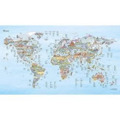 Awesome Maps - Poster Carte Du Monde - Fishing Map Re-writable
