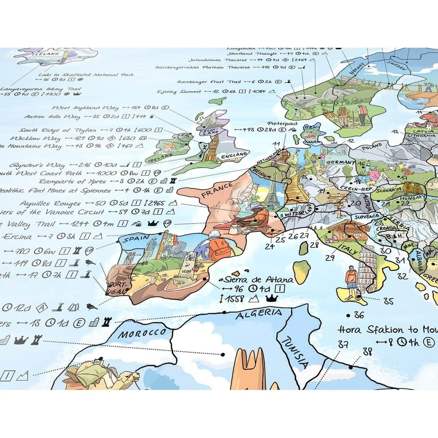 Awesome Maps - Poster Carte Du Monde Hiking Map Re-writable 6 Awesome Maps - Poster Carte Du Monde Hiking Map Re-writable – Image 4