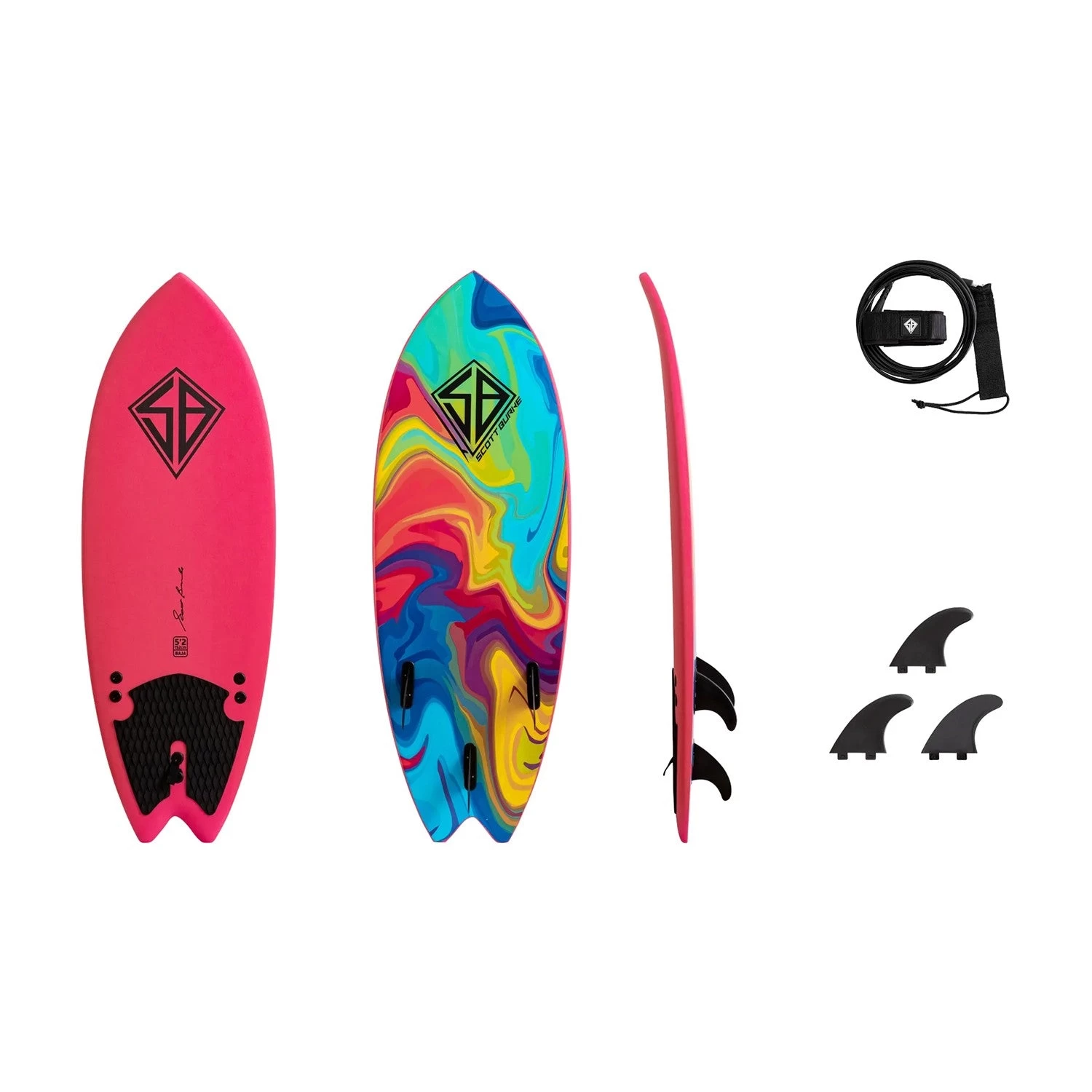 CBC - Planche De Surf En Mousse - Softboard - 5'2 Baja Fish - Pink / Rainbow Slick 5 CBC - Planche De Surf En Mousse - Softboard - 5'2 Baja Fish - Pink / Rainbow Slick – Image 3