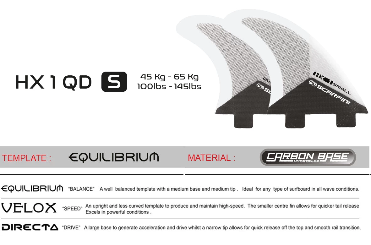 Set De 4 Dérives SCARFINI HX1 Quad Carbon (taille S) (FCS) 5 Set De 4 Dérives SCARFINI HX1 Quad Carbon (taille S) (FCS) – Image 3