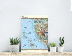 Awesome Maps - Poster West Coast USA Surf Spots Map -Board Sport Soldes 9730